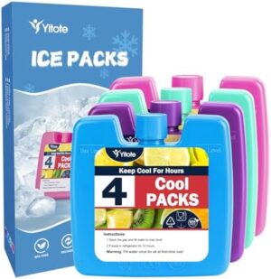 Yitote Ice Packs for Lunch Boxes,Ice Packs for Cooler Set of 4 Colorful Ice Packs for Lunch Bags - Keep it Cool Outdoor Activities,Camping,Picnics