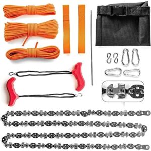 Rope Saw for Trees - 53" Rope Chainsaw with 68 Sharp Teeth & 100 Feet Paracord Kit | Rope saw tree saw high limb tree rope saw, Tree Limb cutter, Rope Chainsaw | Upgraded Limb Saw Chain