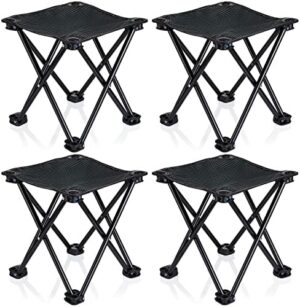 4 Pack Camping Stool Foot Rest Small 11Inch Portable Folding Camping Chair Lightweight Foot Rest Seat with Carry Bag for Fishing Hiking Gardening Beach Outdoor Walking Backpacking Travel BBQ (Black)