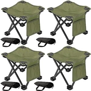 Weysat 4 Pack Camping Stool Portable Folding Stool Summer Camping Stool with Carry Bag Lightweight Foot Portable Seat for Adults Outdoor Hunting Hiking Beach (Army Green,Classic Style)