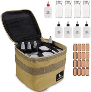 HIKEMAN Camping Portable Spice Set with 9 Spice Containers Pepper & Salt Spice Shakers, Separable Storage Bag for Outdoor Travel Camping BBQ Picnic