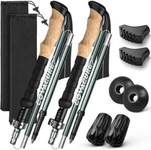 COVACURE Trekking Poles - Collapsible Walking Sticks for Hiking, Lightweight & Foldable Hiking Sticks for Travel, Essential Trekking Gear for Men and Women in Snow or on Trails