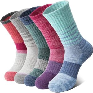 Anlisim Merino Wool Hiking Socks for Women Thermal Winter Warm Boot Work Cushion Socks 5 Pairs