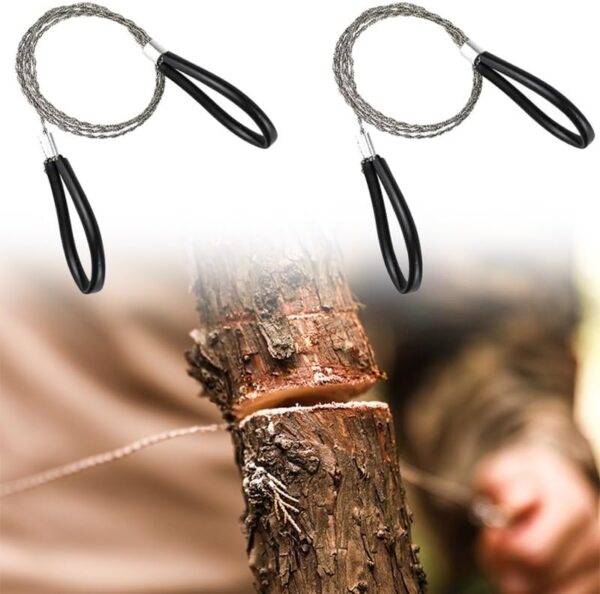 Stainless Steel Cable Saw - 28IN Wire Saws Hand Pocket Steel Chain Wire Saw - Emergency Survival Saw Cutting Tool for Wood Camping Hiking Hunting (2 Pack)