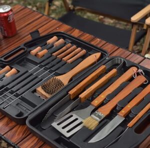 Camping Cooking Utensils Set,15 Piece Portable Camping Cooking Set,Camp Kitchen Utensil Organizer for Travel BBQ Picnic Party,Black