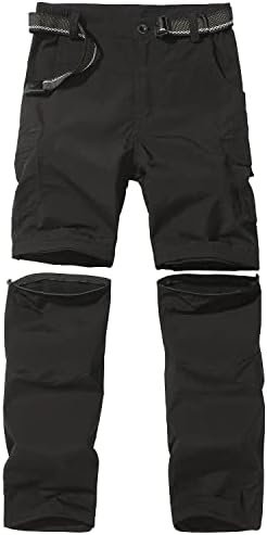 Boy’s Convertible Hiking Pants Lightweight Quick Dry Zip Off Pants for Kids Youth Outdoor UPF 50+ Casual Cargo Trousers