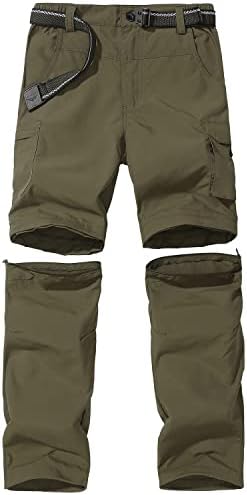 Boy’s Convertible Hiking Pants Lightweight Quick Dry Zip Off Pants for Kids Youth Outdoor UPF 50+ Casual Cargo Trousers