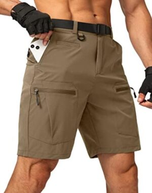 Men's Hiking Cargo Shorts Stretch Quick Dry Outdoor Tactical Shorts for Men with Multi Pocket for Fishing Casual