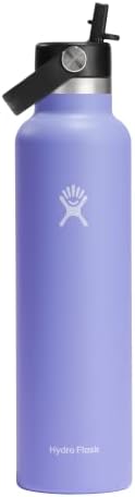 Hydro Flask 24 Oz Stainless Steel Standard Mouth Water Bottle with Flex Straw Cap and Double-Wall Vacuum Insulation