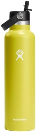 Hydro Flask 24 Oz Stainless Steel Standard Mouth Water Bottle with Flex Straw Cap and Double-Wall Vacuum Insulation