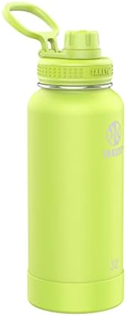 Takeya Actives 32 oz Vacuum Insulated Stainless Steel Water Bottle with Spout Lid, Premium Quality, Citron Green