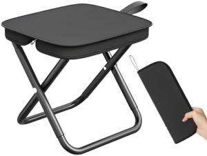 Folding Chair,Collapsible Stool,Weight 1.36lbs,Load 264lbs,Portable Stool for Camping,Fishing,Hiking,BBQ,Gift for Fisherman-Black