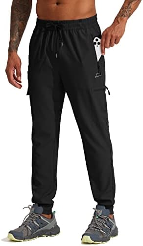 Willit Men's Hiking Joggers Travel Athletic Pants Lightweight Quick Dry Outdoor Running Pants with Zipper Pockets