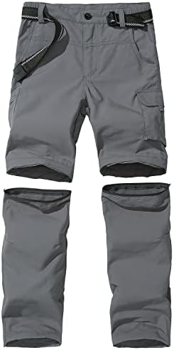 Boy’s Convertible Hiking Pants Lightweight Quick Dry Zip Off Pants for Kids Youth Outdoor UPF 50+ Casual Cargo Trousers