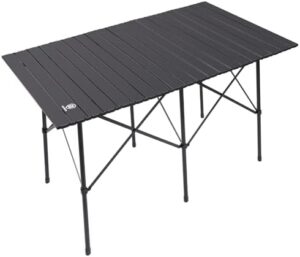 EVER ADVANCED Camping Table, Fold up Lightweight, 4-6 Person Portable Roll up Aluminum Table with Carry Bag for Outdoor, Support Up to 110LBS, Black