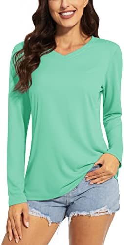 TACVASEN Women's UPF 50+ Sun Protection V Neck Long Sleeve Tops Quick Dry Hiking Running Workout T-Shirts