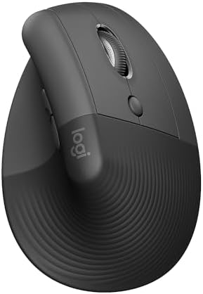 Logitech Lift Vertical Ergonomic Mouse, Wireless, Bluetooth or Logi Bolt USB receiver, Quiet clicks, 4 buttons, compatible with Windows/macOS/iPadOS, Laptop, PC - Graphite