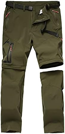 Men's Hiking Pants Outdoor Convertible Quick Dry Fishing Pants & Shorts (Khaki, Black)