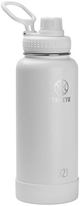 Takeya Actives 32 oz Vacuum Insulated Stainless Steel Water Bottle with Spout Lid, Premium Quality, Arctic