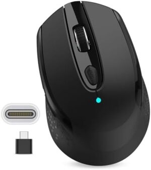 RaceGT Type C Wireless Computer Mouse, USB C Silent Mouse for Laptop, 2.4G Cordless Mouse with 6 Buttons and 3 Adjustable DPI for MacBook Pro/Air, Laptop, Deskbtop, PC