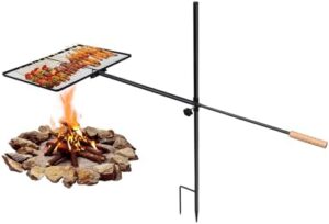 Swivel Campfire Grill, Campfire Grill Grate, Charcoal Fire Pit Grill for Camping, Campfire Grill Adjustable for Outdoor Camping Open Flame Cooking(Black)