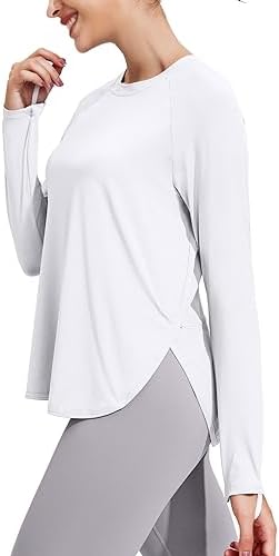 PINSPARK Long Sleeve Workout Tops for Women Moisture Wicking Yoga Shirts Hiking Athletic Loose Fit Raglan Sleeve Tops