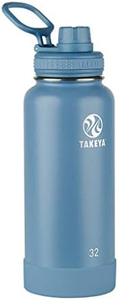 Takeya Actives Insulated Stainless Steel Water Bottle with Spout Lid, 32 Ounce, Bluestone