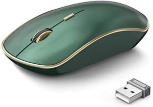 JOYACCESS 2.4G Slim Wireless Silent Mouse, Portable Wireless Computer Mouse with 5 Adjustable DPI Levels, USB Mouse for Desktop, Notebook, MacBook, Chromebook, PC (Green)