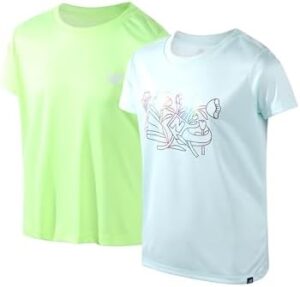 New Balance Girls' Active T-Shirt - 2 Pack Performance Short Sleeve Shirts - Cute Athletic Graphic Tees for Girls (7-16)