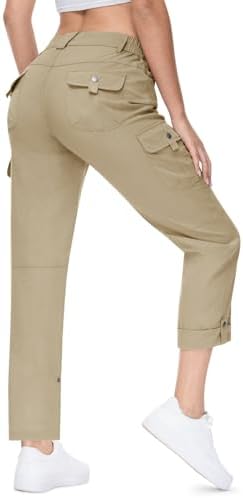 TBMPOY Women's Hiking Pants Quick Dry Convertible Lightweight Roll Up Cargo Pockets Travel Essentials Waterproof Work