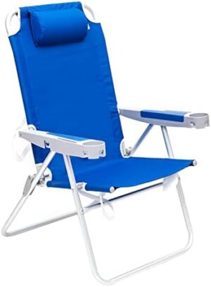 SUNNYFEEL Oversized Tall Folding Beach Chair Lightweight, 17" Portable Sand Chair for Adults Heavy Duty 500 LBS with Cup Holders, Foldable High Camping Lawn Chairs for Camp/Outdoor/Picnic/Sports