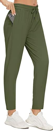 PERSIT Women's Lightweight Joggers with Pockets, High Waisted Quick-Dry 4-Way Stretch Running Hiking Athletic Tapered Pants