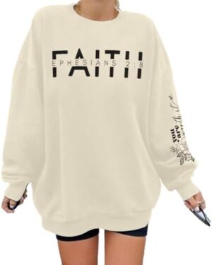 UNIQUEONE Christian Sweatshirt Women Faith Shirts: Jesus Sweatshirt Christian Religious Crewneck Long Sleeve Pullover Tops