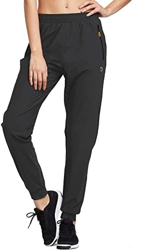 BALEAF Women's Hiking Pants Joggers Workout Athletic Lightweight Quick Dry Zipper Pockets