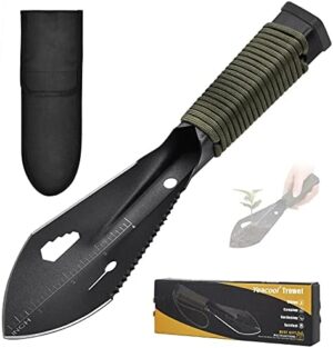 Backpacking Shovel, Camping Hand Trowel, Lightweight Hiking Shovel, Small Potty Multitool with Carrying Pouch for Digging, Metal Detecting, Gardening, Survival and Outdoor