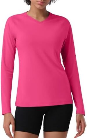 Pioneer Camp Women's UV Sun Protection SPF Shirt V Neck UPF 50+ Long Sleeve Workout Tops Quick Dry Rash Guard Hiking Running