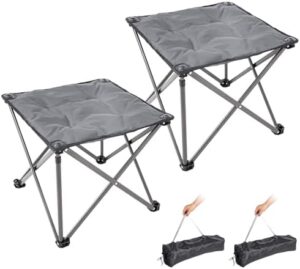 2 Pack Camping Stool Foot Rest, Folding Camping Stool Padded Camping Chair Foot Stool Oversized Foldable Footrest for Gardening Fishing Hiking Backpacking Travel with Carry Bag (Grey)