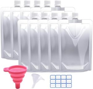 10PCS Plastic Flasks - Reusable Drink Bags, Leak-Proof Drink Pouches, BPA-Free for Travel, Outdoor Sports, Concerts, Events (16OZ - 10PCS + 2 Funnels)