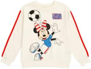 Disney Minnie Mouse Girls French Terry Oversized Drop Shoulder Sweatshirt Toddler to Big Kid Sizes (3T - 10)