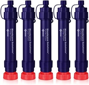 Membrane Solutions Water Filter Straw WS02, Detachable 4-Stage 0.1-Micron Portable Water Filter Camping, 5,000L Water Purifier Survival Gear and Equipment for Hiking Camping Travel and Emergency