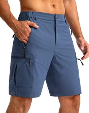 Pudolla Men's Hiking Cargo Shorts 9" Lightweight Outdoor Work Shorts for Men Travel Golf Camping Casual with 5 Zipper Pockets