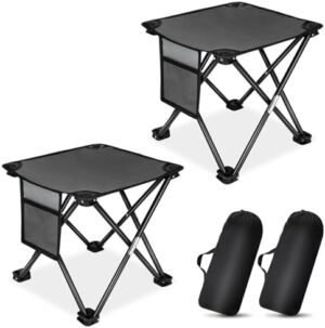 KABOER 2 Pack Folding Camping Stool Portable Outdoor Camping Chair for Fishing BBQ Hiking Gardening and Beach,Travel with Carry Bag(Grey)