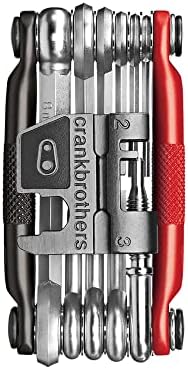 Crankbrothers Multi Tool M 17 Bike Tool - MTB Multi-Tool Black & Red - 17 bicycle tools (17 in 1 tool), ergonomic and lightweight