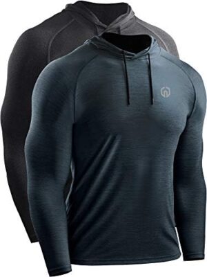 NELEUS Men's Dry Fit Athletic Shirt Workout Running Long Sleeve Shirts with Hoods