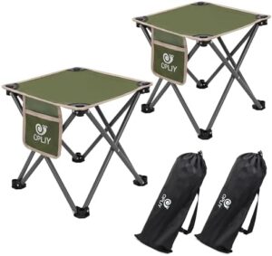 Camping Stool 2 Pack,13.5 Inch Portable Folding Stool for Outdoor Gardening and Beach Hiking Fishing,Foot Stool with Carry Bag (Green)