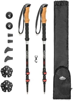 Cascade Mountain Tech Trekking Poles - Carbon Fiber Walking or Hiking Sticks with Quick Adjustable Locks