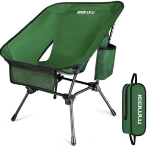 Portable Camping Chairs, Lightweight Backpacking Chair Folding Camping Chair Beach Chairs for Adults Ultralight Backpacking Chair for Outdoor, Camping, Travel, Beach, Picnic (1, Green)