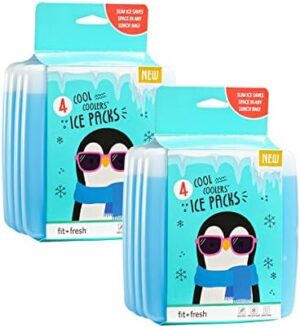 Cool Coolers by Fit + Fresh, Space Saving Reusable Ice Packs for Lunch Boxes or Coolers