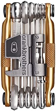 Crankbrothers Multi Tool M 17 Bike Tool - MTB Multi-Tool Gold - 17 bicycle tools (17 in 1 tool), ergonomic and lightweight