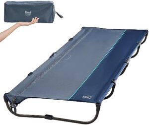 TIMBER RIDGE Lightweight Aluminum Camping Cot, 20-Second Quick Set-Up Folding Cot with Zipper Closure, Portable Carry Bag Included for Camping, Travel and Outdoors, Support up to 225lbs, Blue